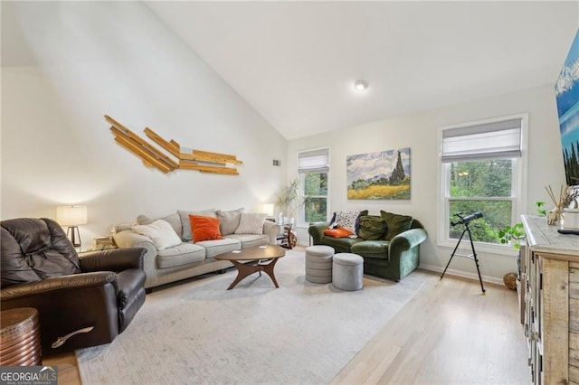 2653 Partridge Trl, Duluth, GA 30097 - living area featuring light wood-style flooring and high vaulted ceiling