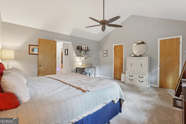 2653 Partridge Trl, Duluth, GA 30097 - carpeted bedroom featuring lofted ceiling and ceiling fan