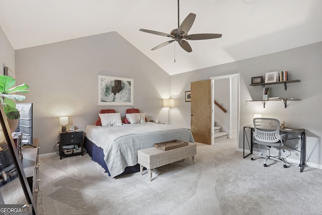 2653 Partridge Trl, Duluth, GA 30097 - bedroom with vaulted ceiling, carpet, and ceiling fan