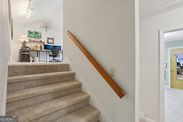 2653 Partridge Trl, Duluth, GA 30097 - staircase with rail lighting and carpet flooring