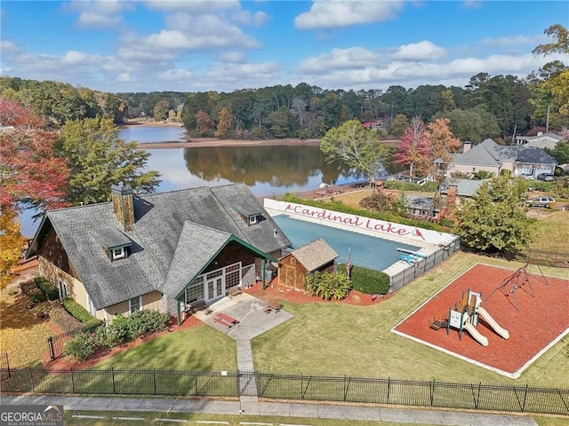2653 Partridge Trl, Duluth, GA 30097 - view from above of property with a large body of water
