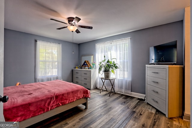 104 View St, Clarkesville, GA 30523 - bedroom with multiple windows, wood finished floors, and a ceiling fan