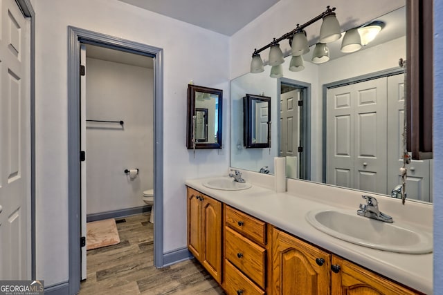 104 View St, Clarkesville, GA 30523 - bathroom with wood finished floors and double vanity