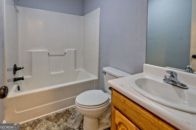 104 View St, Clarkesville, GA 30523 - full bath with vanity, shower / bathtub combination, and stone finish flooring