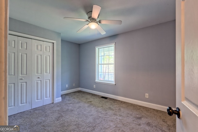 104 View St, Clarkesville, GA 30523 - unfurnished bedroom with carpet floors, a closet, and ceiling fan