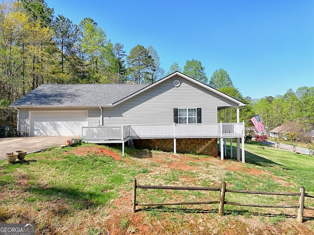 104 View St, Clarkesville, GA 30523 - view of front of property featuring an attached garage, concrete driveway, and a deck