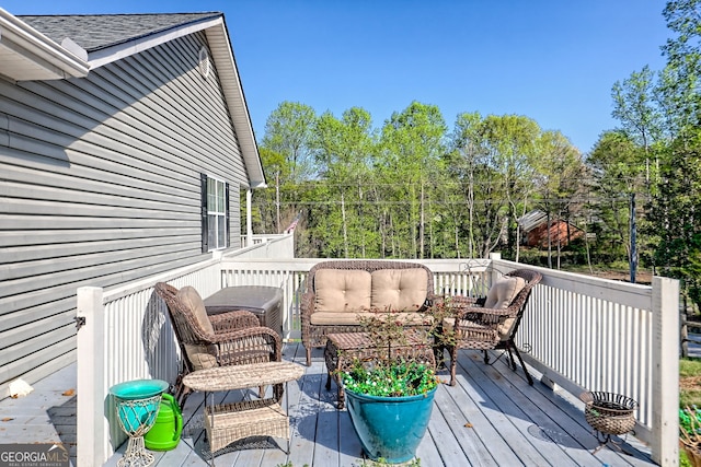 104 View St, Clarkesville, GA 30523 - wooden deck featuring an outdoor hangout area