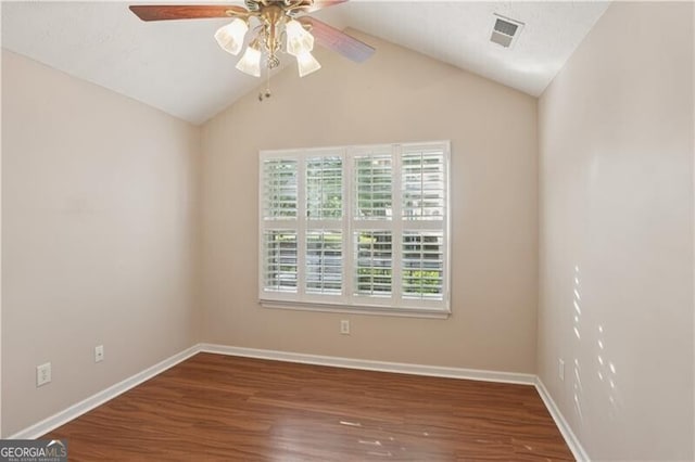 3707 Vineyards Lake Cir NW Unit 22, Kennesaw, GA 30144 - empty room with a ceiling fan, wood finished floors, and lofted ceiling
