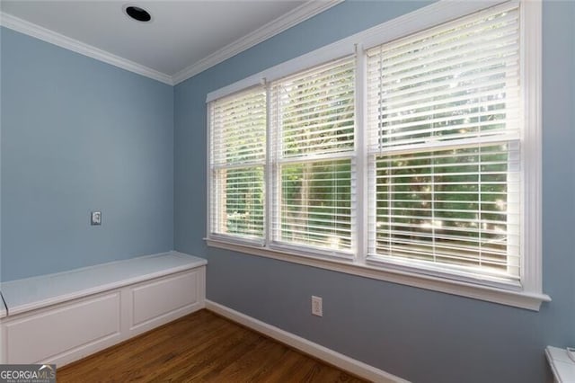 360 Hannaford Dr, Roswell, GA 30075 - spare room featuring dark wood-style floors and crown molding