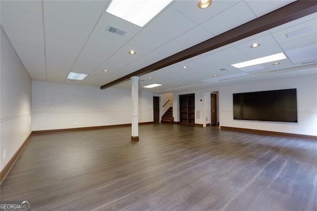360 Hannaford Dr, Roswell, GA 30075 - finished below grade area with wood finished floors, stairway, and recessed lighting