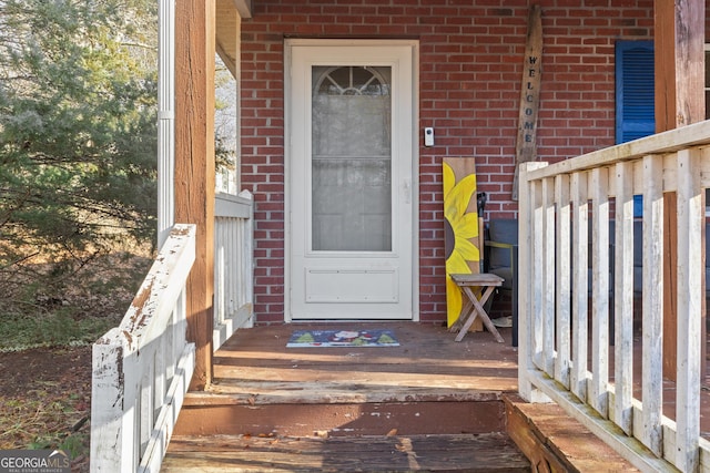 110 Clearview St, Clarkesville, GA 30523 - doorway to property featuring brick siding