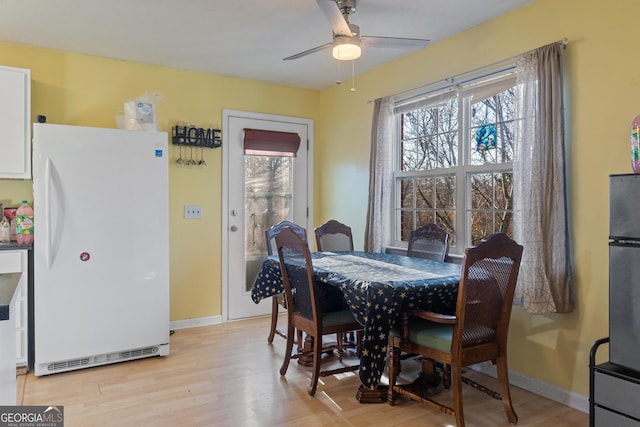110 Clearview St, Clarkesville, GA 30523 - dining space with a ceiling fan and light wood finished floors