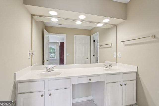 25 Hampreston Ct, Alpharetta, GA 30022 - bathroom with double vanity and recessed lighting