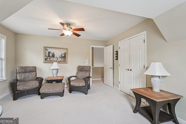 25 Hampreston Ct, Alpharetta, GA 30022 - living area with ceiling fan and light colored carpet