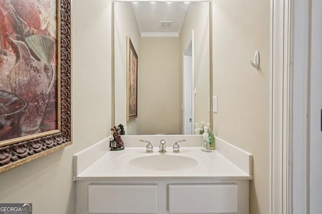 25 Hampreston Ct, Alpharetta, GA 30022 - bathroom with vanity and crown molding