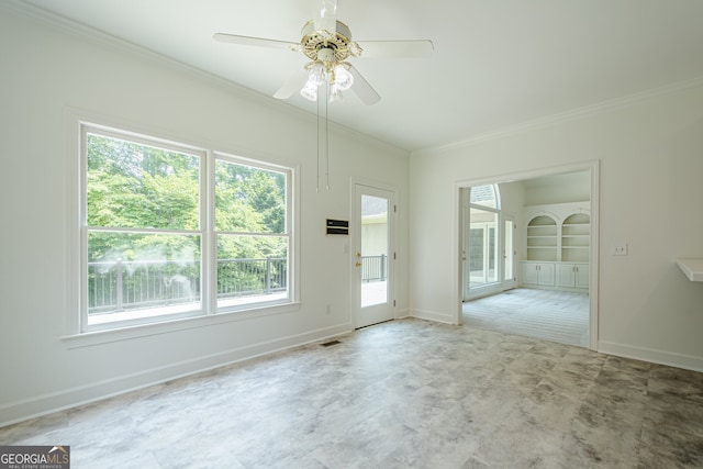 2814 Tanner Lake Trl NW, Marietta, GA 30064 - spare room with crown molding and ceiling fan