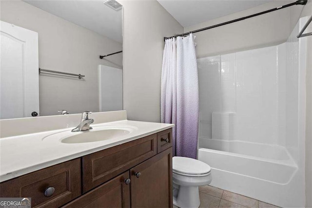 1786 Jameson Cir, Lawrenceville, GA 30043 - full bathroom with vanity, shower / bath combo, and tile patterned flooring