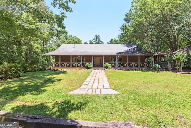 290 Bear Cave Trl, Lakemont, GA 30552 - rear view of property with covered porch and a lawn
