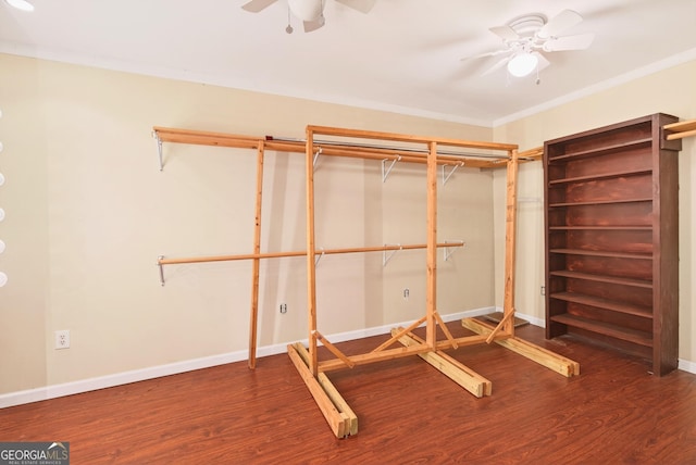 290 Bear Cave Trl, Lakemont, GA 30552 - unfurnished bedroom featuring wood finished floors, ceiling fan, and crown molding