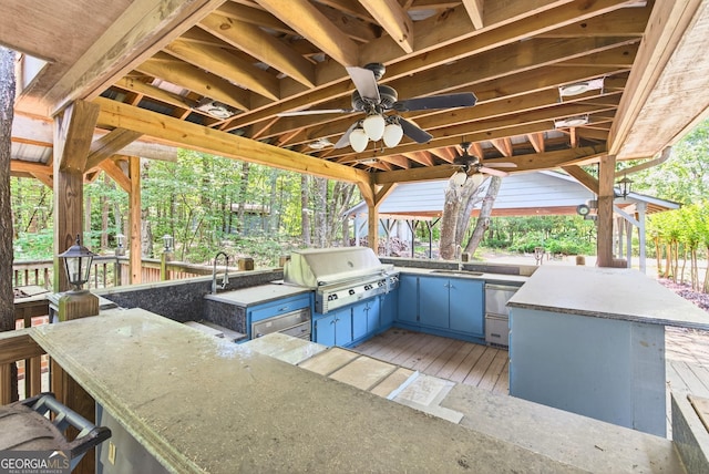 290 Bear Cave Trl, Lakemont, GA 30552 - view of patio featuring an outdoor kitchen and ceiling fan