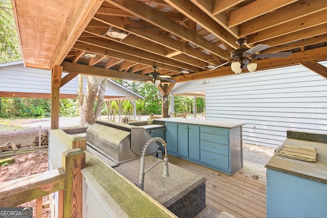 290 Bear Cave Trl, Lakemont, GA 30552 - deck featuring a ceiling fan and area for grilling