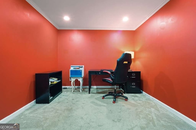 6665 Flagstone Ct, Cumming, GA 30028 - office space featuring carpet, crown molding, and recessed lighting