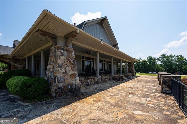 6863 Lake Sterling, Flowery Branch, GA 30542 - view of patio featuring a ceiling fan