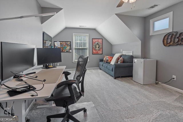428 Gold Xing, Canton, GA 30114 - office with carpet, a ceiling fan, and lofted ceiling