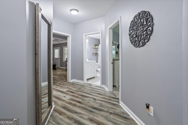 428 Gold Xing, Canton, GA 30114 - hall with wood finished floors and baseboards