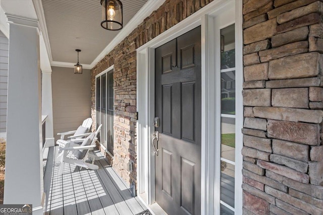 428 Gold Xing, Canton, GA 30114 - view of exterior entry featuring covered porch and stone siding