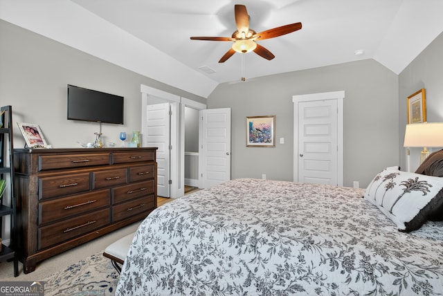 251 Spring Leaf Trl, Winterville, GA 30683 - bedroom with vaulted ceiling and a ceiling fan