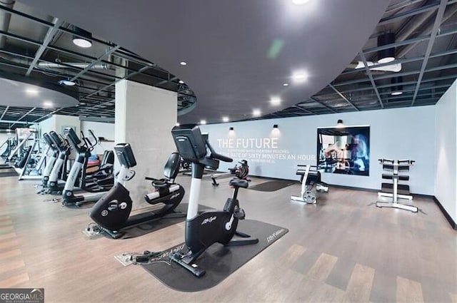 361 17th St Unit 910, Atlanta, GA 30363 - gym featuring wood finished floors