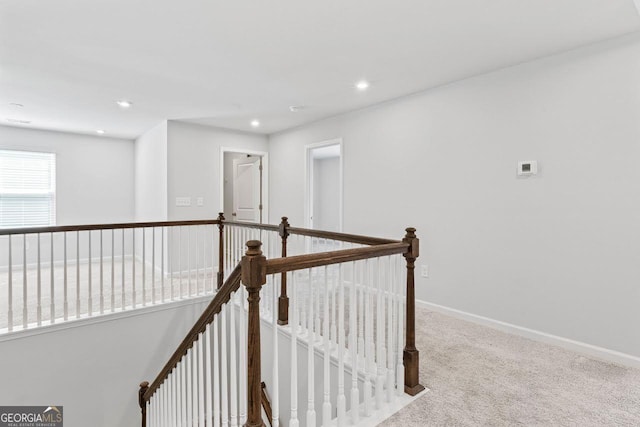 400 Paulownia Cir, Mcdonough, GA 30253 - hallway with an upstairs landing, carpet floors, and recessed lighting
