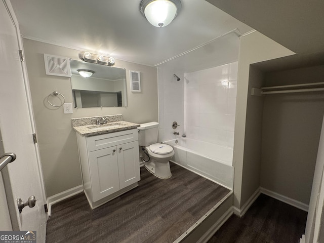 4329 Parkview Dr, Lithia Springs, GA 30122 - full bath featuring vanity, wood finished floors, and shower / bath combination
