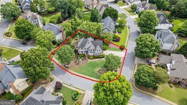 295 Sagamore Cv NW, Sugar Hill, GA 30518 - aerial perspective of suburban area with property boundaries highlighted