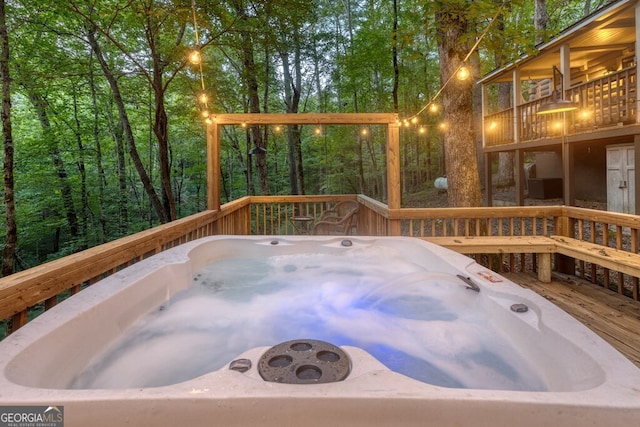 371 Abbott Top Rd, Ellijay, GA 30540 - wooden terrace featuring a hot tub