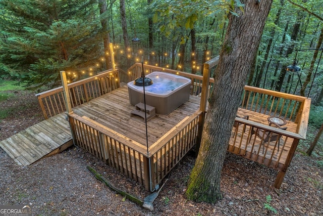 371 Abbott Top Rd, Ellijay, GA 30540 - wooden deck with a hot tub