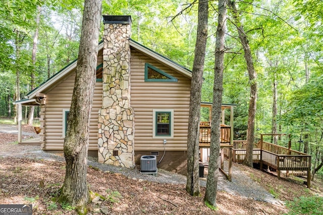 371 Abbott Top Rd, Ellijay, GA 30540 - view of property exterior with a deck, a chimney, and crawl space