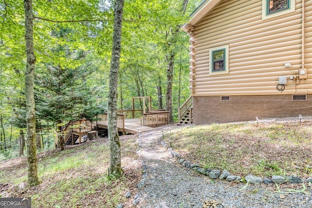371 Abbott Top Rd, Ellijay, GA 30540 - view of yard with stairs and a wooden deck