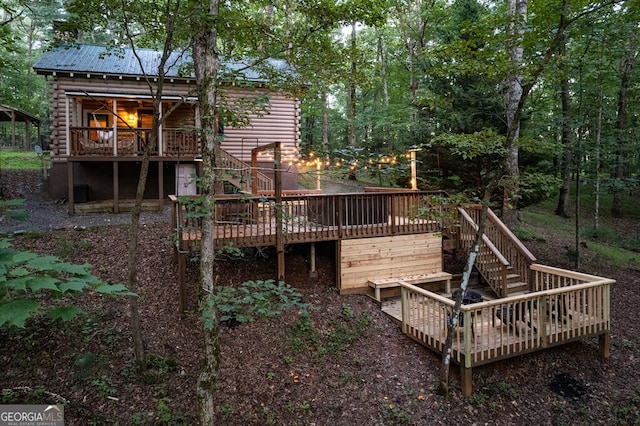 371 Abbott Top Rd, Ellijay, GA 30540 - wooden terrace with stairway