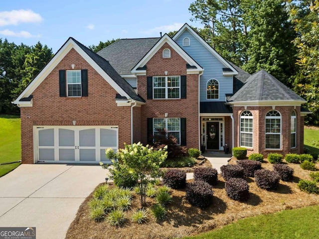 7198 Golfside Dr SE, Covington, GA 30014 - traditional home featuring brick siding, concrete driveway, a garage, and a shingled roof