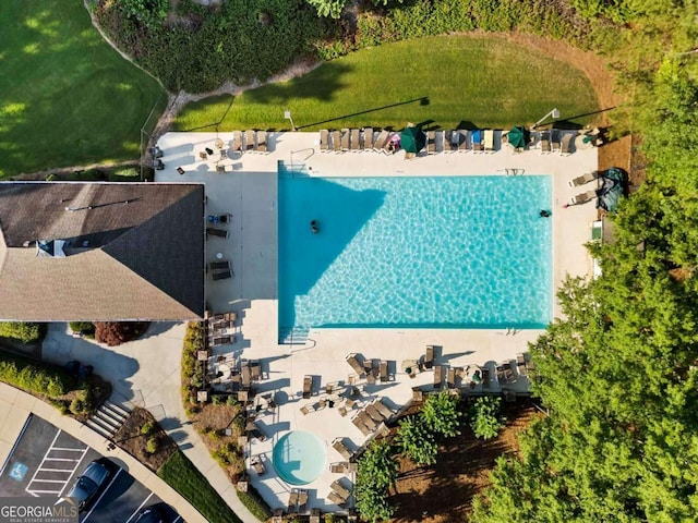 7198 Golfside Dr SE, Covington, GA 30014 - bird's eye view of a pool area