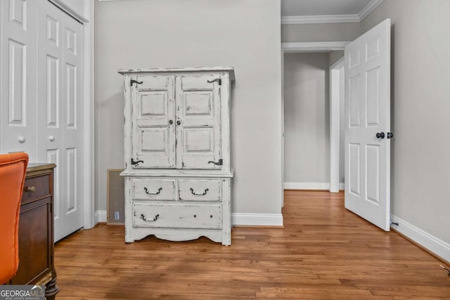 195 Sylvan Rd, Athens, GA 30606 - bedroom featuring ornamental molding, wood finished floors, and a closet
