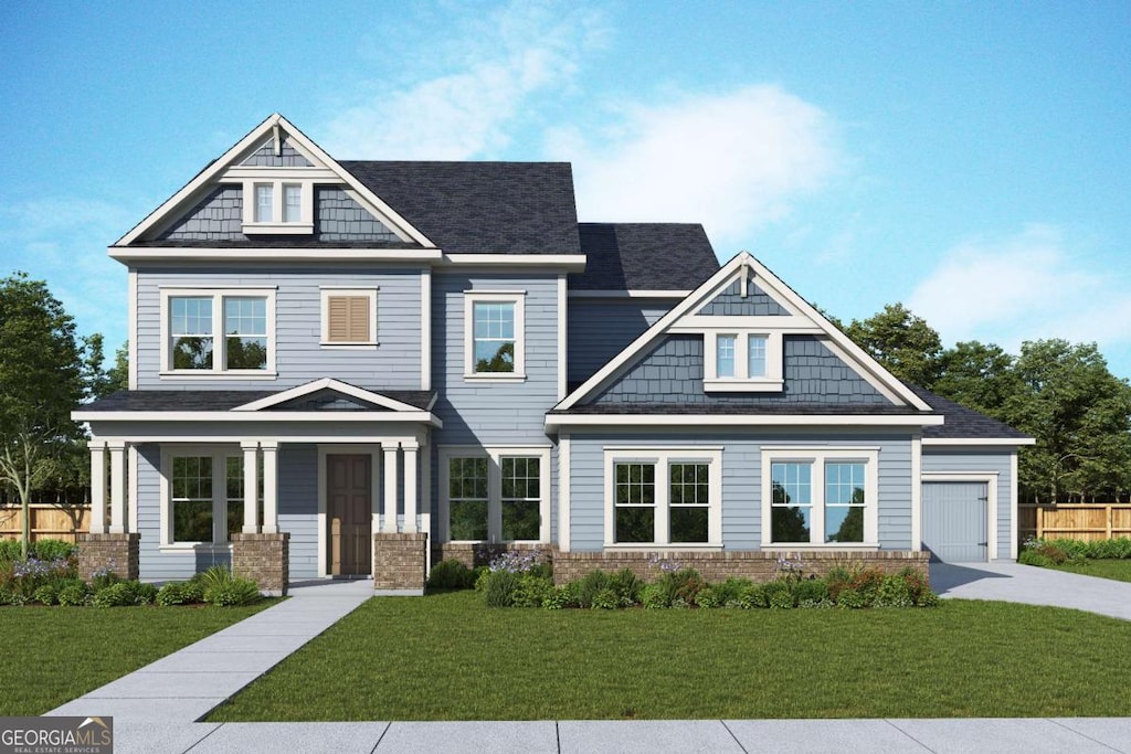 507 Barnfield Way, Dallas, GA 30157 - craftsman-style house with brick siding, a porch, and driveway