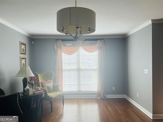 1713 Brighton Way, Dalton, GA 30721 - living area with a chandelier, dark wood finished floors, and crown molding