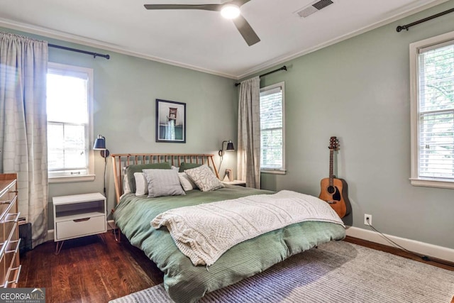 55 Delmont Dr NE Unit C3, Atlanta, GA 30305 - bedroom with crown molding, wood finished floors, multiple windows, and a ceiling fan