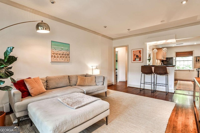 55 Delmont Dr NE Unit C3, Atlanta, GA 30305 - living area featuring wood finished floors, crown molding, and recessed lighting
