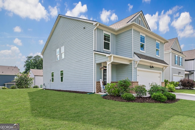 5804 Screech Owl Dr, Flowery Branch, GA 30542 - view of front of property featuring a garage, a front yard, and concrete driveway