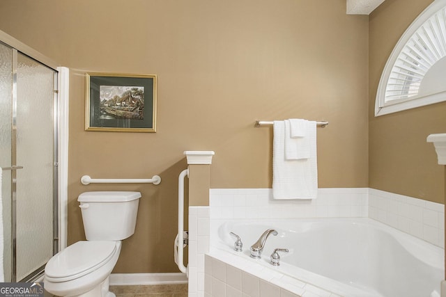 286 Prominent Loop, Mcdonough, GA 30253 - full bathroom featuring a bath, tile patterned flooring, and a shower stall