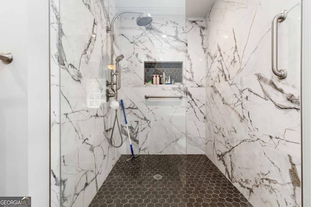 2628 Tanglewood Rd, Decatur, GA 30033 - bathroom featuring a marble finish shower